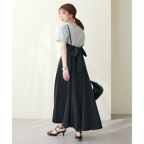 甜心貓~現貨。回饋優惠大人氣✨日單 natural couture 秋冬甜美V領大蝴蝶結綁帶吊帶裙 均碼 背帶裙 連衣裙-細節圖5