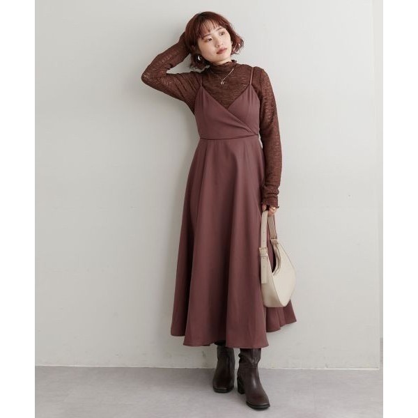 甜心貓~現貨。回饋優惠大人氣✨日單 natural couture 秋冬甜美V領大蝴蝶結綁帶吊帶裙 均碼 背帶裙 連衣裙-細節圖6