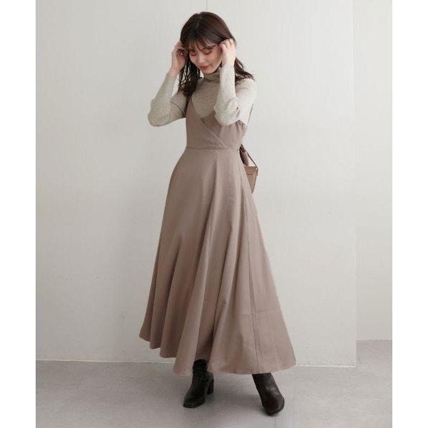 甜心貓~現貨。回饋優惠大人氣✨日單 natural couture 秋冬甜美V領大蝴蝶結綁帶吊帶裙 均碼 背帶裙 連衣裙-細節圖8