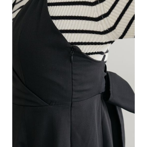 甜心貓~現貨。回饋優惠大人氣✨日單 natural couture 秋冬甜美V領大蝴蝶結綁帶吊帶裙 均碼 背帶裙 連衣裙-細節圖11