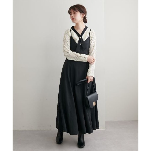 甜心貓~現貨。回饋優惠大人氣✨日單 natural couture 秋冬甜美V領大蝴蝶結綁帶吊帶裙 均碼 背帶裙 連衣裙-規格圖11