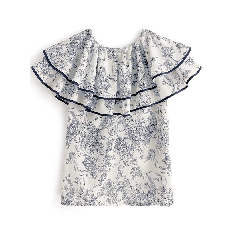 甜心貓💕現貨。🇯🇵大人気熱賣~日單 GRL 齊藤飛鳥著用款 雜誌揭載款 雙層撞色荷葉領襯衫 均碼 無袖上衣-細節圖2