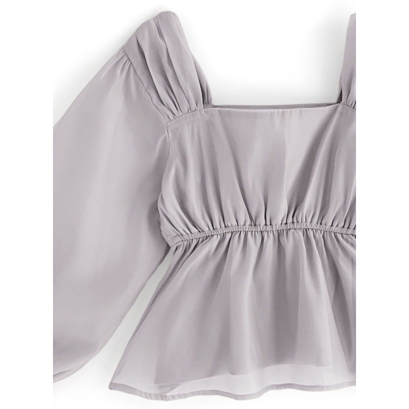 甜心貓~現貨。限時優惠！日單 GRL  甜美方領歐根紗長袖上衣 四色 均碼-細節圖9