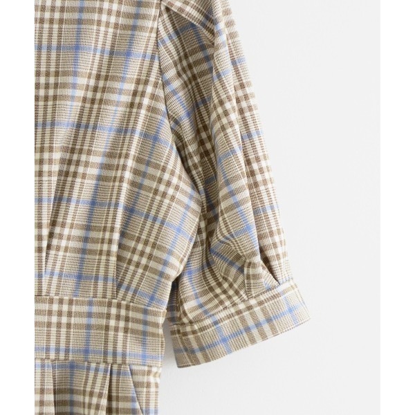 甜心貓~現貨有吊牌。回饋出清！日單 MAJESTIC LEGON 雜誌揭載款 復古格紋跳色後領交叉蝴蝶結綁帶洋裝-細節圖9