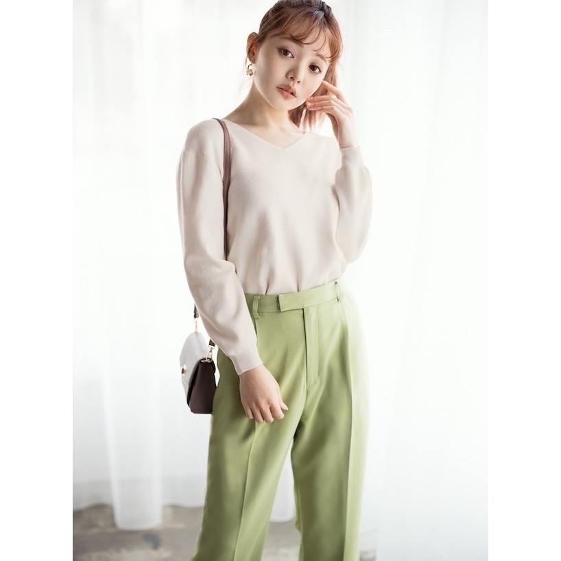 甜心貓~現貨。 日單 GRL 百搭V領簡約彈性針織上衣 多色 毛衣-細節圖6