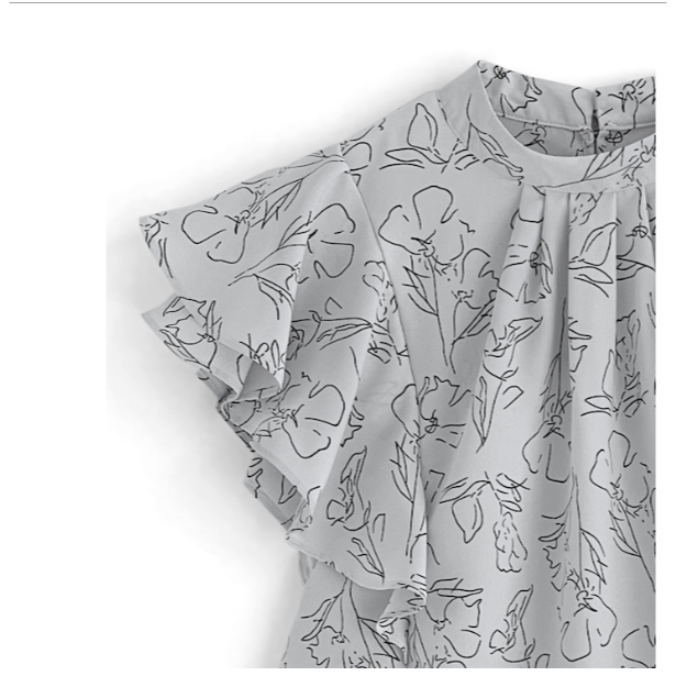 甜心貓💕現貨。日單 GRL 甜美花卉圖案雙層飛袖襯衫 兩色 均碼-細節圖7