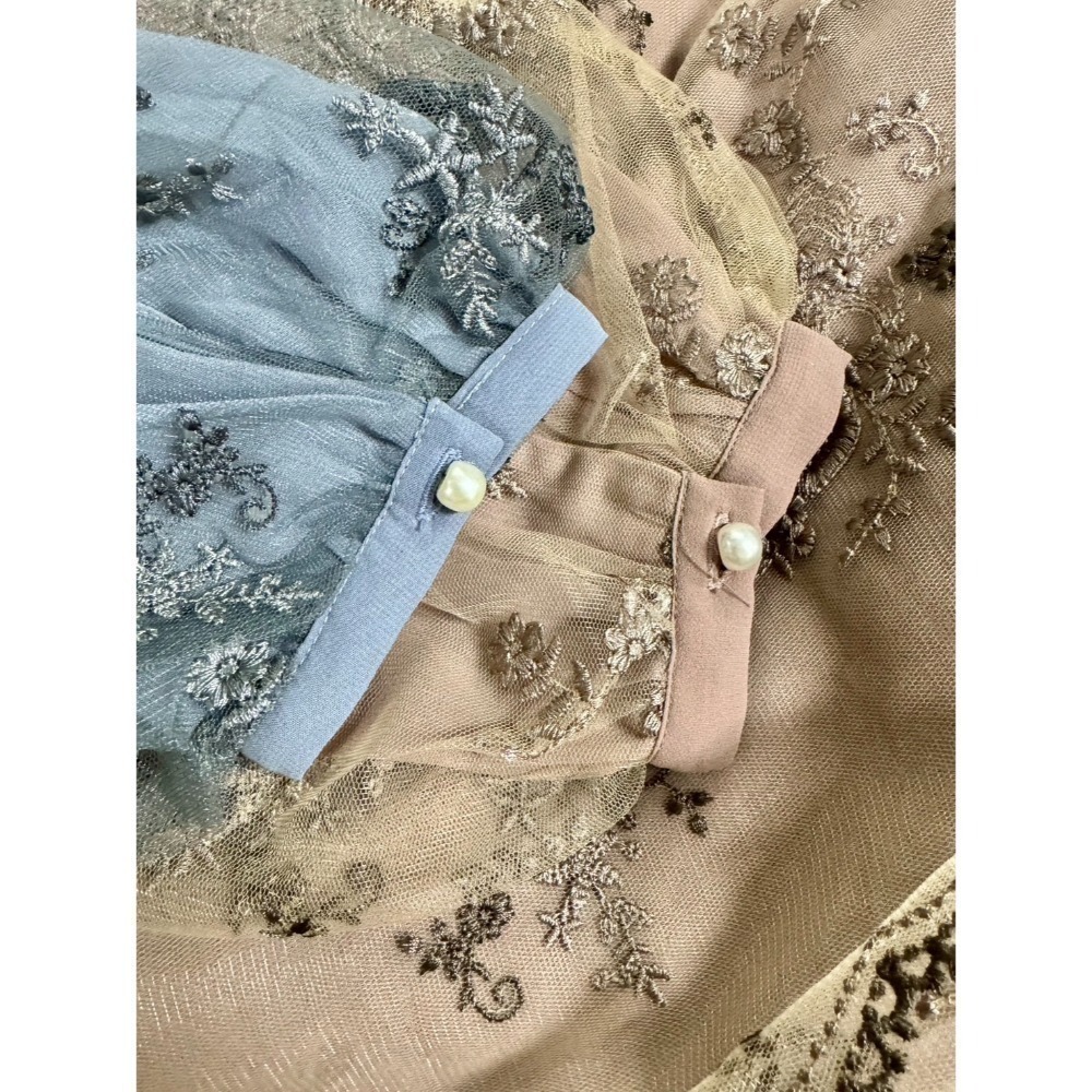 甜心貓💕少量現貨再入荷。24年新色入大人氣款！日單 mysty woman 精緻花卉刺繡透視長袖上衣 多色 均碼-規格圖11