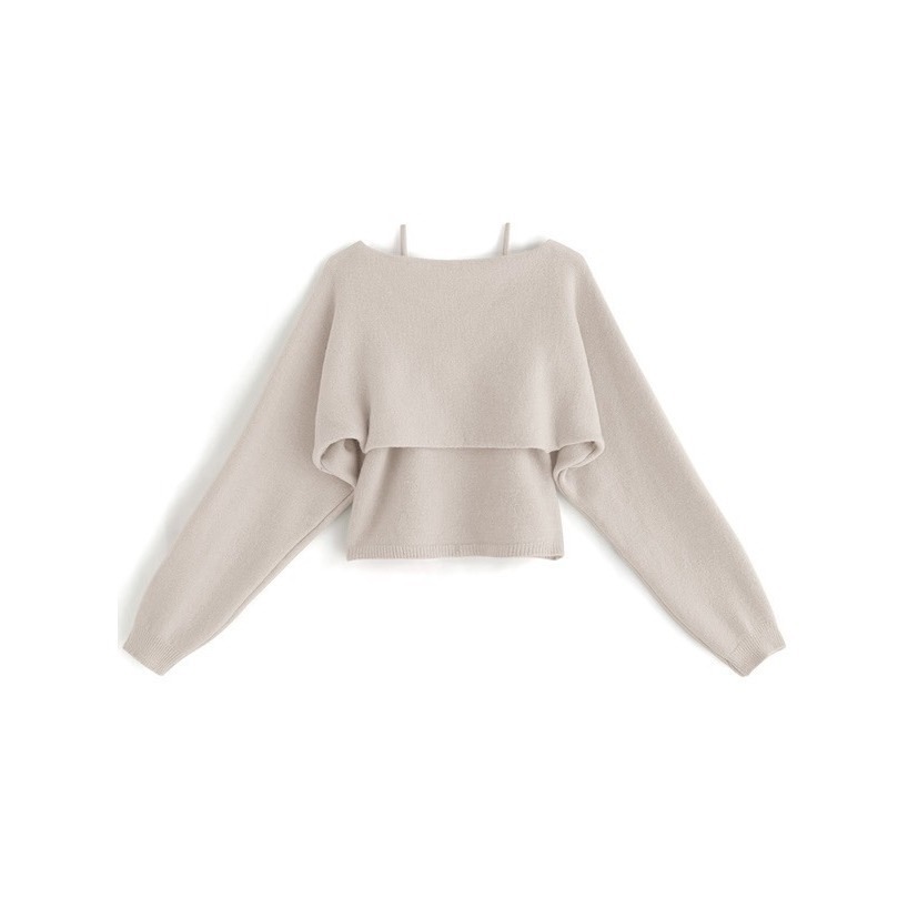 甜心貓💕現貨。日單 GRL 秋冬熱銷款兩件套 甜美可露肩大蝴蝶結裝飾短版毛衣套裝 三色 均碼-細節圖9