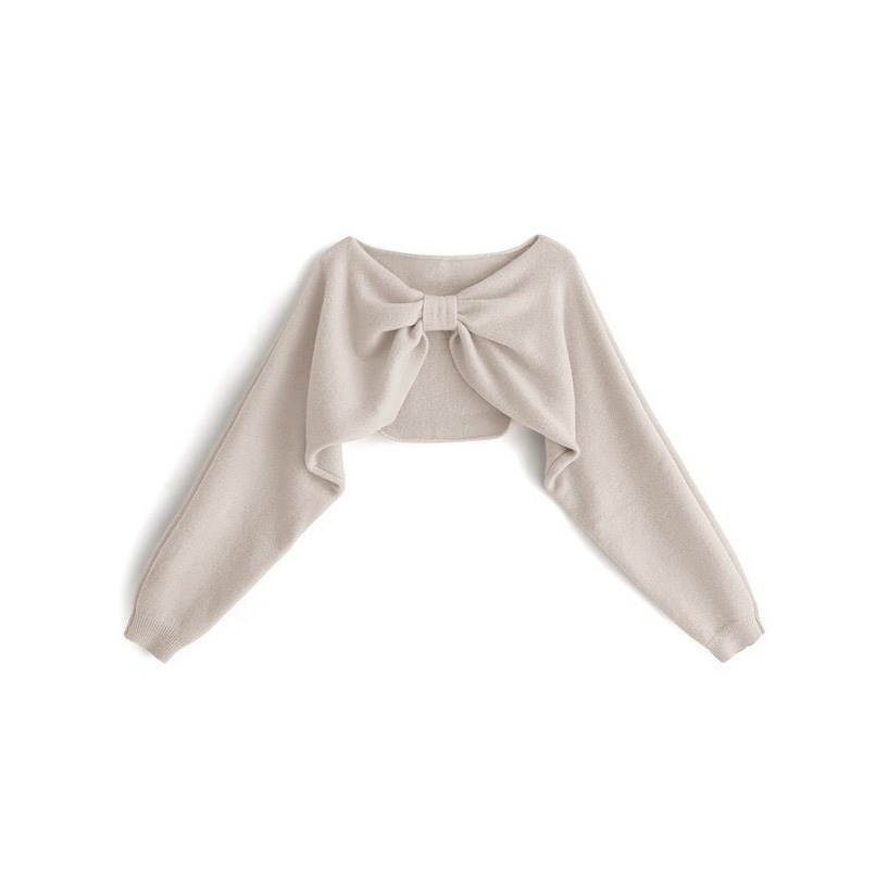 甜心貓💕現貨。日單 GRL 秋冬熱銷款兩件套 甜美可露肩大蝴蝶結裝飾短版毛衣套裝 三色 均碼-細節圖10