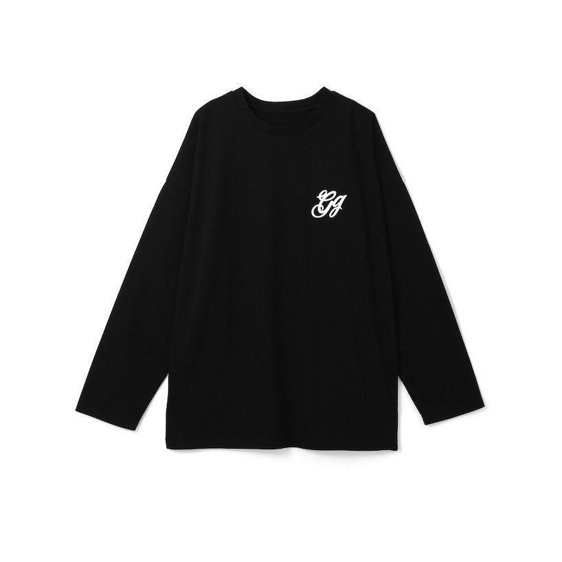 甜心貓💕現貨。日單 GRL 休閒百搭胸前立體刺繡寬鬆長版長袖T恤 三色 均碼 長袖上衣-細節圖5