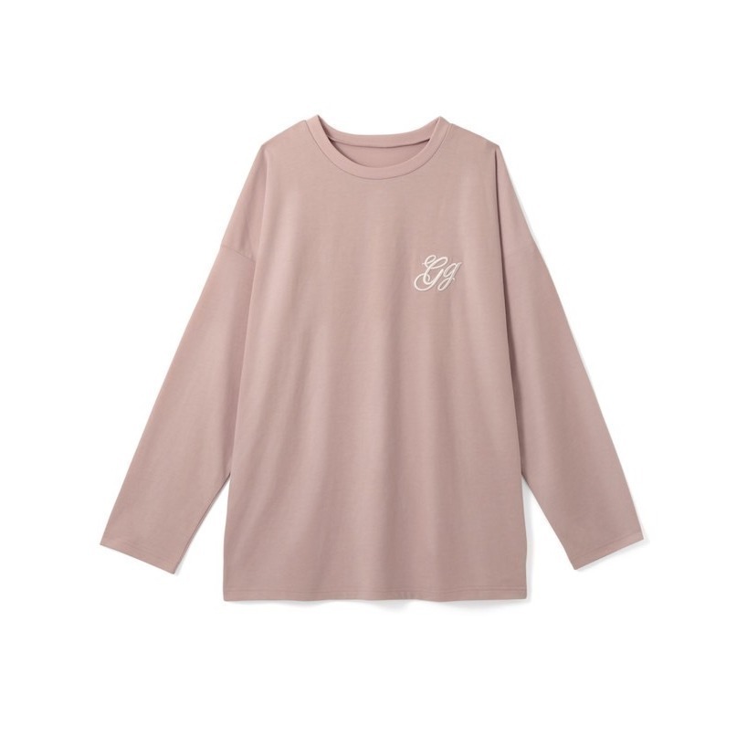 甜心貓💕現貨。日單 GRL 休閒百搭胸前立體刺繡寬鬆長版長袖T恤 三色 均碼 長袖上衣-細節圖6