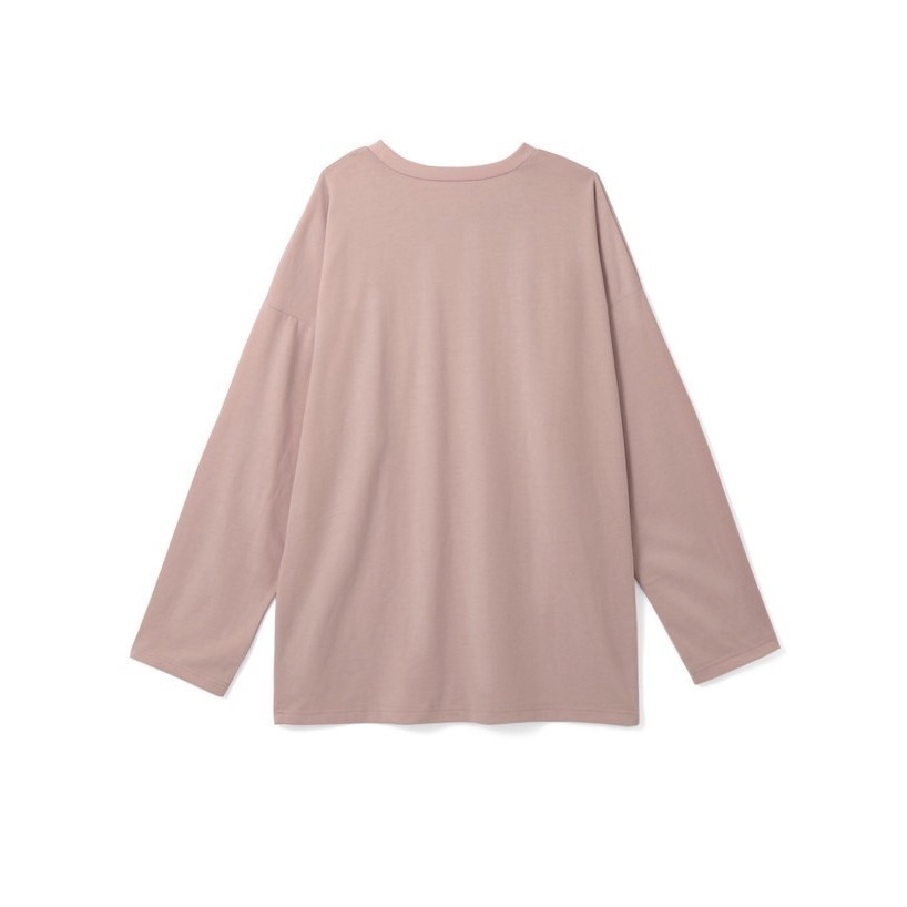 甜心貓💕現貨。日單 GRL 休閒百搭胸前立體刺繡寬鬆長版長袖T恤 三色 均碼 長袖上衣-細節圖8