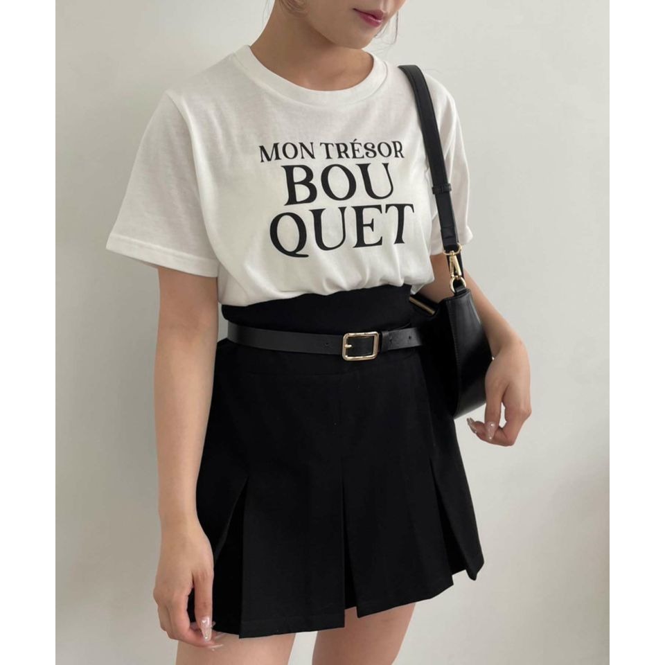 甜心貓💕現貨~日單 NICE CLAUP 兩件套甜美鬆緊網紗小吊帶+字母印花寬鬆短版上衣 三色 均碼-細節圖7