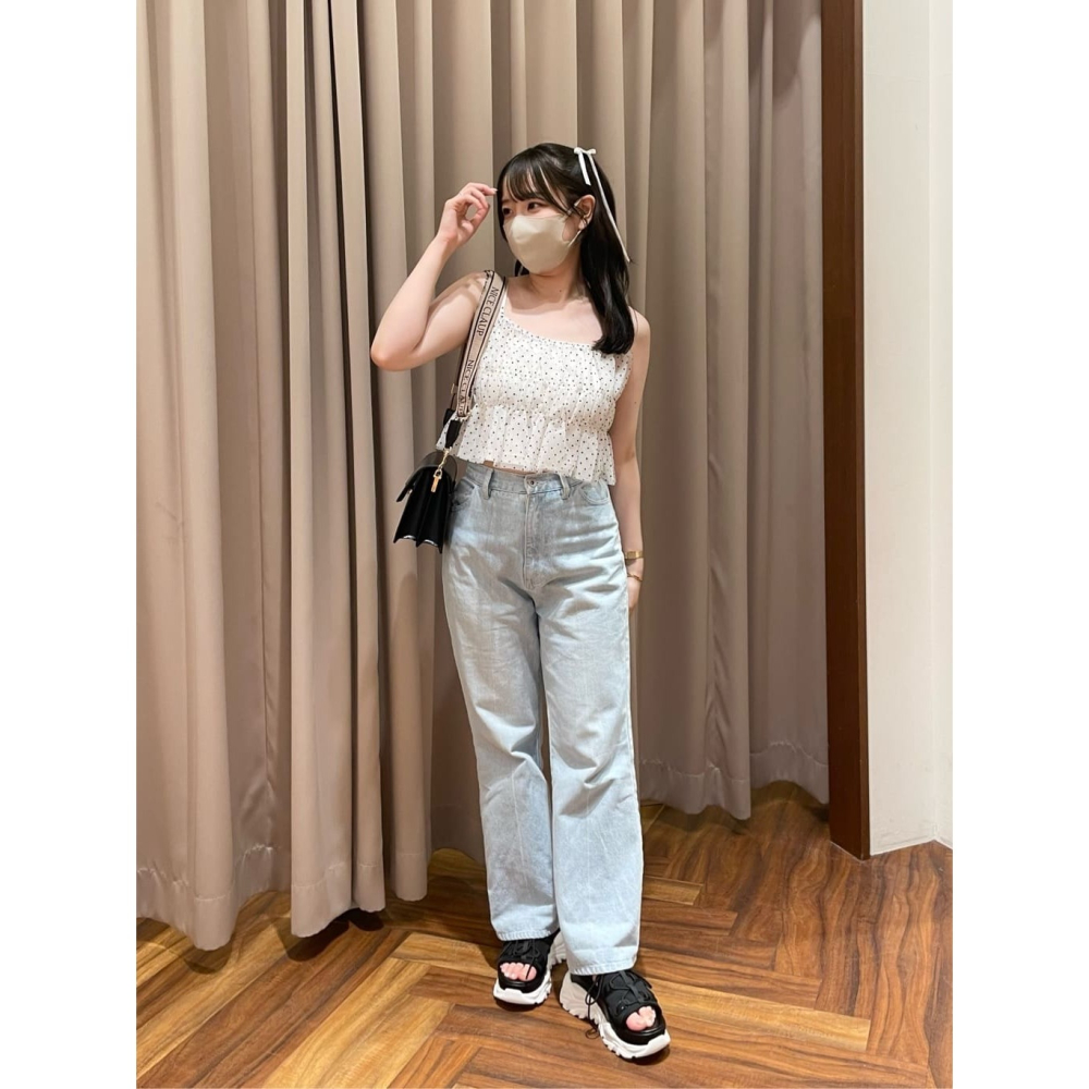 甜心貓💕現貨~日單 NICE CLAUP 兩件套甜美鬆緊網紗小吊帶+字母印花寬鬆短版上衣 三色 均碼-細節圖10