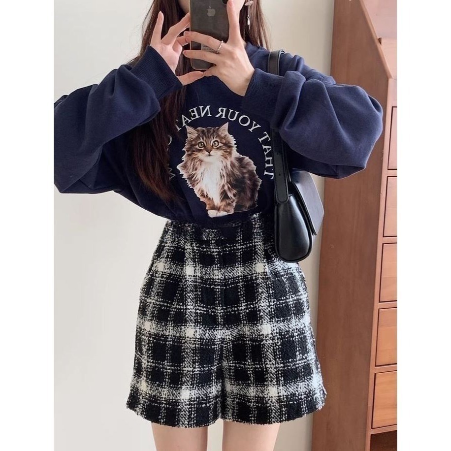 甜心貓💕少量現貨+預購。日單 GRL 多家 可愛喵喵貓咪印花(內鋪棉)(圈毛)長袖衛衣 三色 均碼 大學T 長袖上衣-細節圖8