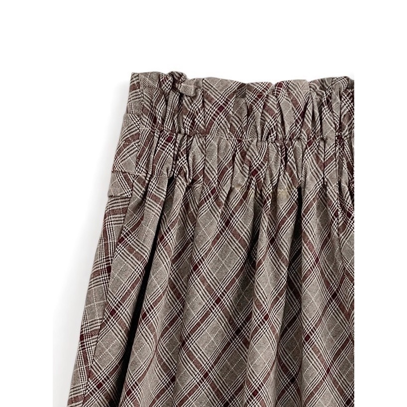 甜心貓💕現貨有標。 日單 多家 GRL 優雅金釦腰帶裝飾經典格紋高腰半裙 兩色 S-LL 長裙 A字裙 裙子 半身裙-細節圖7