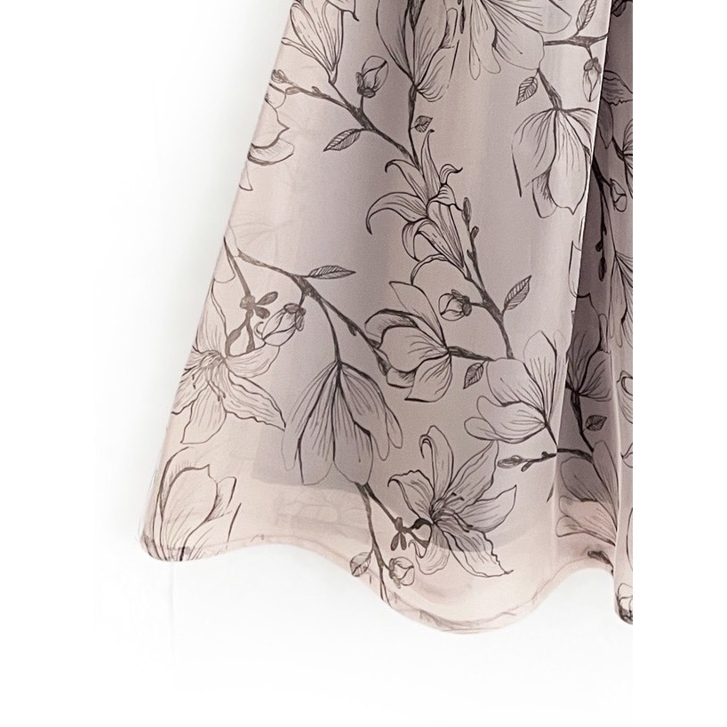 甜心貓💕少量現貨。 日單 GRL  優雅古典美光澤感歐根紗花卉半裙 兩色 S/M 長裙 A字裙 半身裙-細節圖10