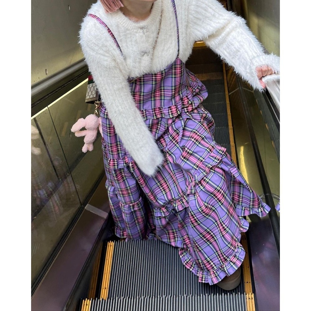 甜心貓💕現貨。【Alley】by w closet  日本熱賣款可疊穿多層荷葉邊吊帶裙 三色均碼 連衣裙肩帶裙-規格圖11