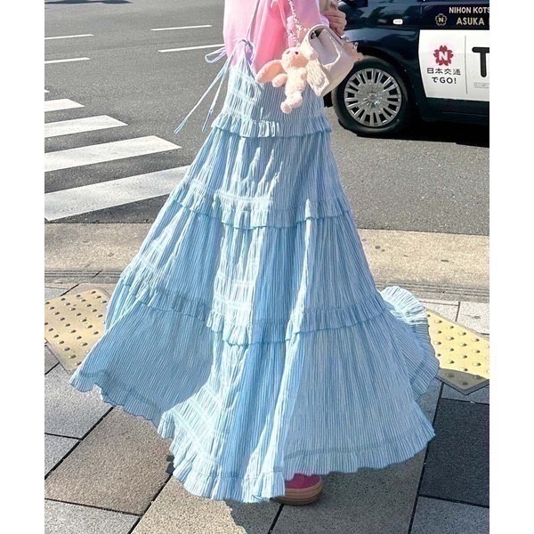 甜心貓💕現貨。【Alley】by w closet  日本熱賣款可疊穿多層荷葉邊吊帶裙 三色均碼 連衣裙肩帶裙-規格圖11