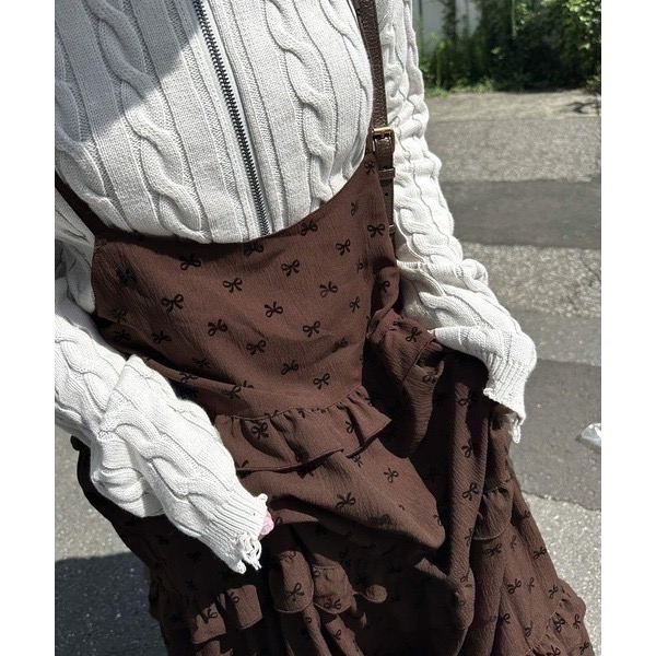 甜心貓💕現貨。【Alley】by w closet  日本熱賣款可疊穿多層荷葉邊吊帶裙 三色均碼 連衣裙肩帶裙-規格圖11