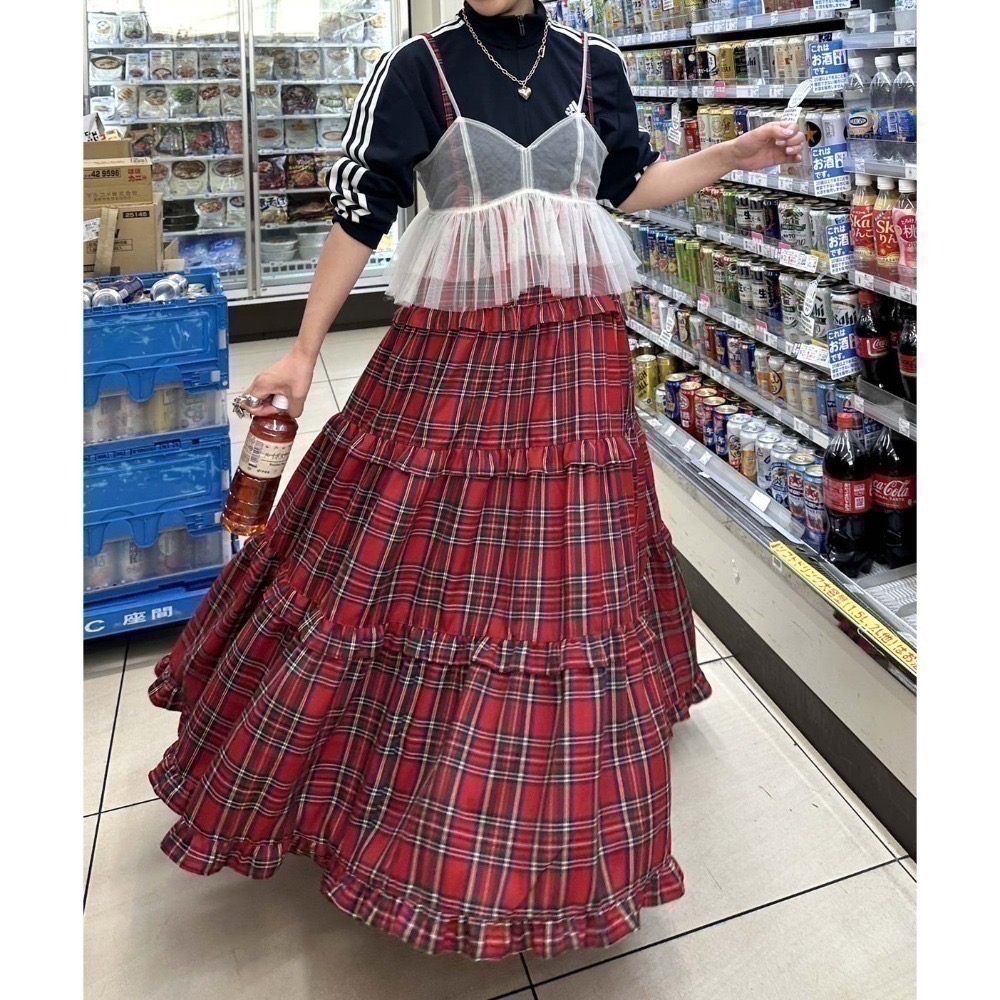 甜心貓💕現貨。【Alley】by w closet  日本熱賣款可疊穿多層荷葉邊吊帶裙 三色均碼 連衣裙肩帶裙-規格圖11