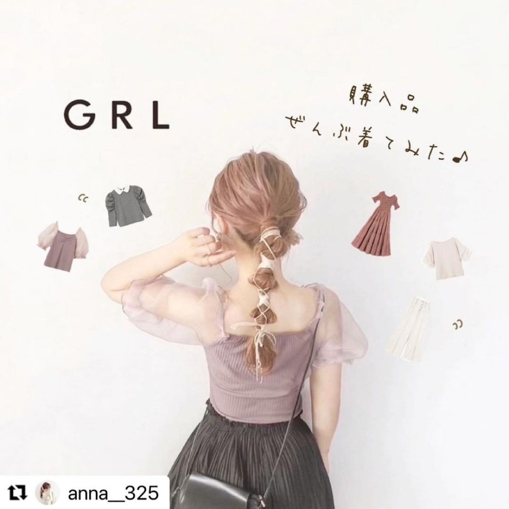 甜心貓💕少量現貨有吊牌~日本再入荷！日單 GRL 多家 甜美桃心領網紗泡泡袖拼接薄款針織上衣 三色+2 均碼-細節圖4