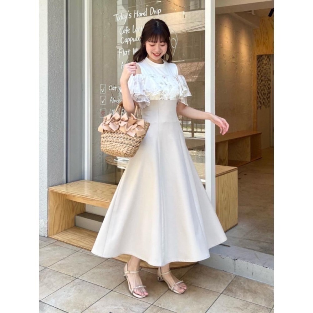 甜心貓~少量現貨。日單 MAJESTIC LEGON 假兩件荷葉邊修身洋裝 連衣裙 連身裙 SM 多色-細節圖4