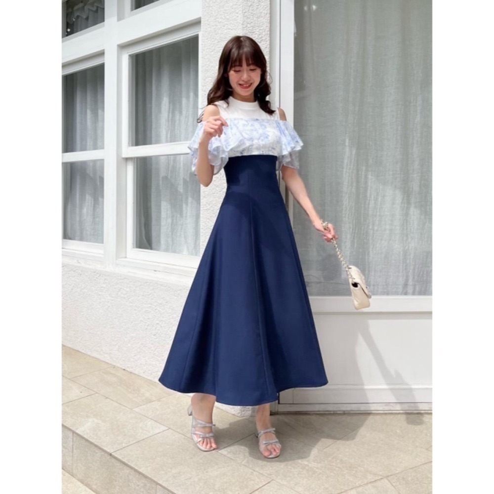 甜心貓~少量現貨。日單 MAJESTIC LEGON 假兩件荷葉邊修身洋裝 連衣裙 連身裙 SM 多色-細節圖5