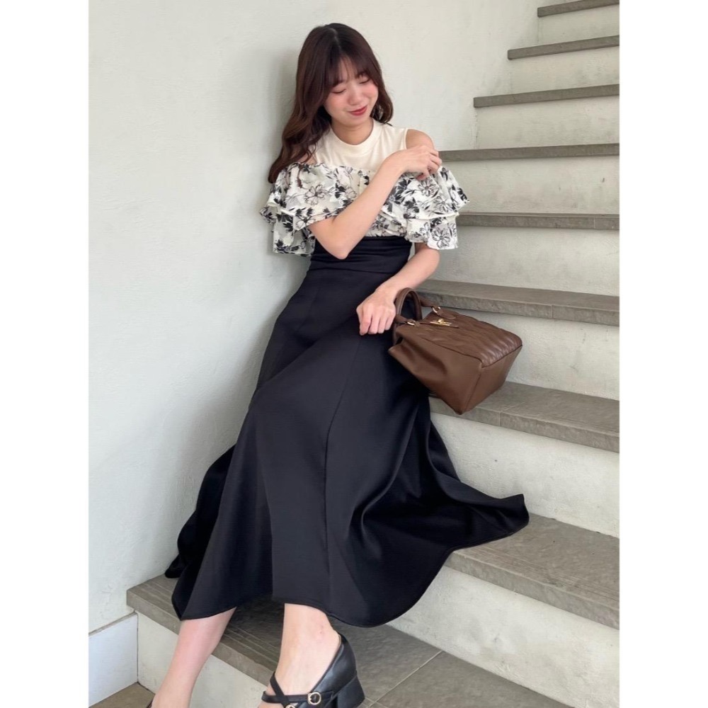 甜心貓~少量現貨。日單 MAJESTIC LEGON 假兩件荷葉邊修身洋裝 連衣裙 連身裙 SM 多色-規格圖11