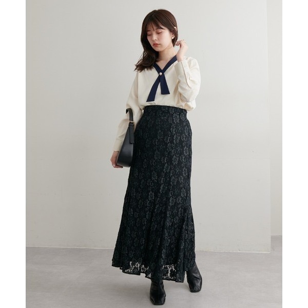 甜心貓💕少量現貨！人氣復刻款~日單 natural couture 撞色交叉領珍珠釦薄款雪紡長袖襯衫 均碼 雪紡上衣-細節圖10