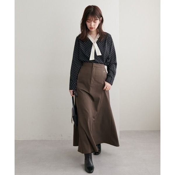 甜心貓💕少量現貨！人氣復刻款~日單 natural couture 撞色交叉領珍珠釦薄款雪紡長袖襯衫 均碼 雪紡上衣-細節圖11