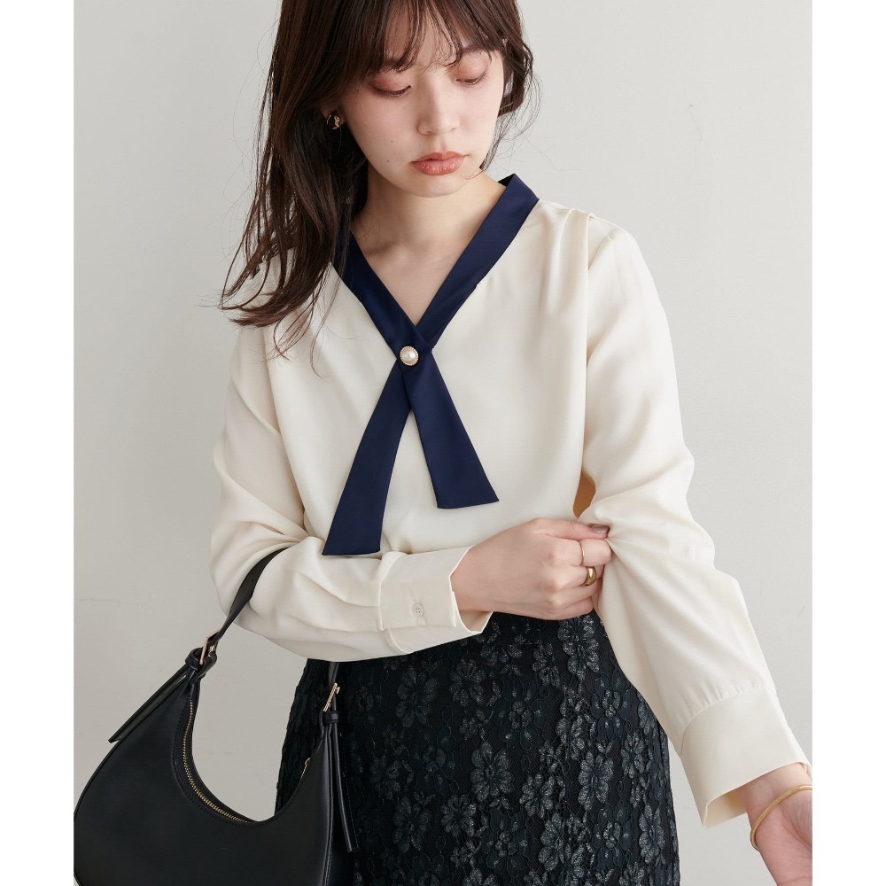 象牙配藏青領/均碼 #現貨