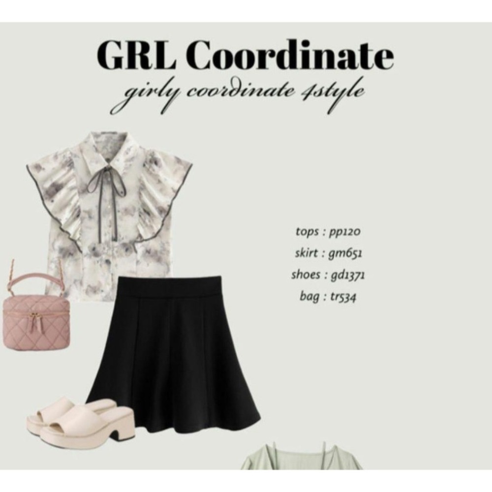 甜心貓💕少量現貨~ 日單 GRL 水彩墨蝴蝶結綁帶飛袖襯衫 如圖 均碼-細節圖6