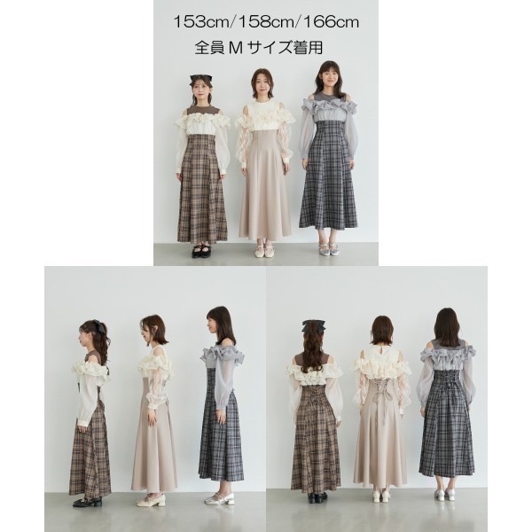 甜心貓~現貨+預購。日單 MAJESTIC LEGON 假兩件荷葉邊修身長袖洋裝 連衣裙 連身裙 SM 多色-細節圖9