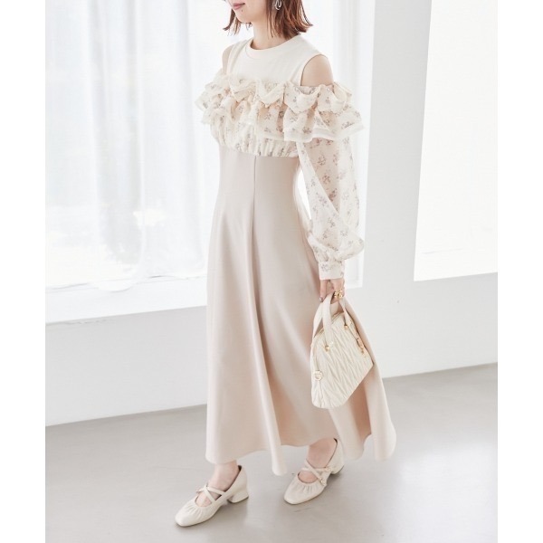 甜心貓~現貨+預購。日單 MAJESTIC LEGON 假兩件荷葉邊修身長袖洋裝 連衣裙 連身裙 SM 多色-規格圖11