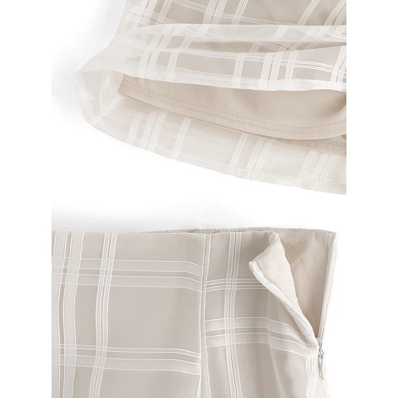 甜心貓~現貨。 GRL 🇯🇵超人氣！高腰顯瘦經典格子網紗喇叭裙 三色 S-L 長裙 A字裙 半身裙-細節圖10