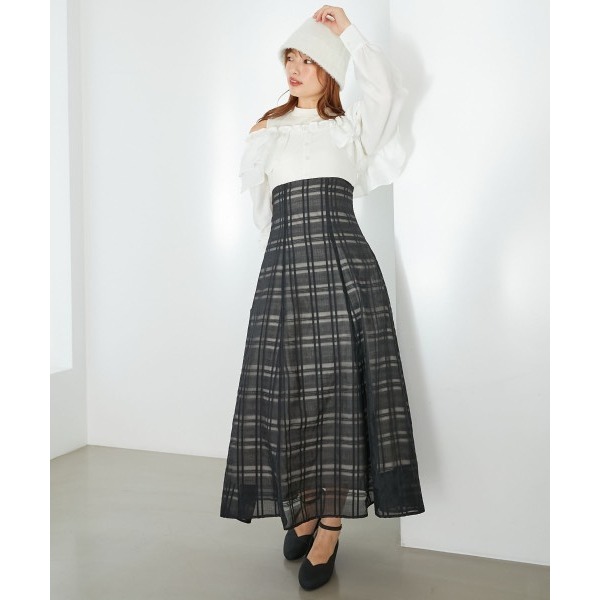 甜心貓~現貨+預購。日單 MAJESTIC LEGON 假兩件可露肩荷葉邊修身長袖洋裝 連衣裙 連身裙 SM 多色-細節圖5