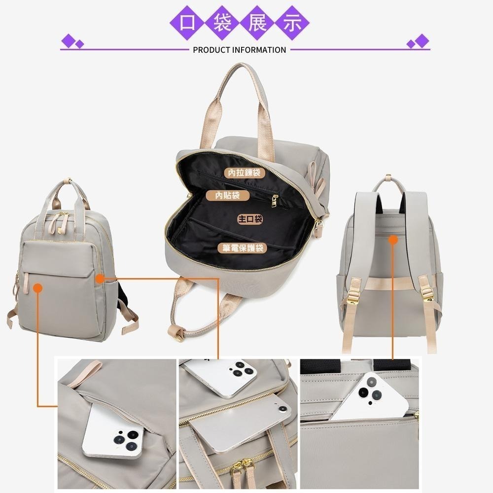 SPRING-尼龍手提後背包韓版時尚商務通勤後背包大容量後背包旅行後背包-多色-細節圖6