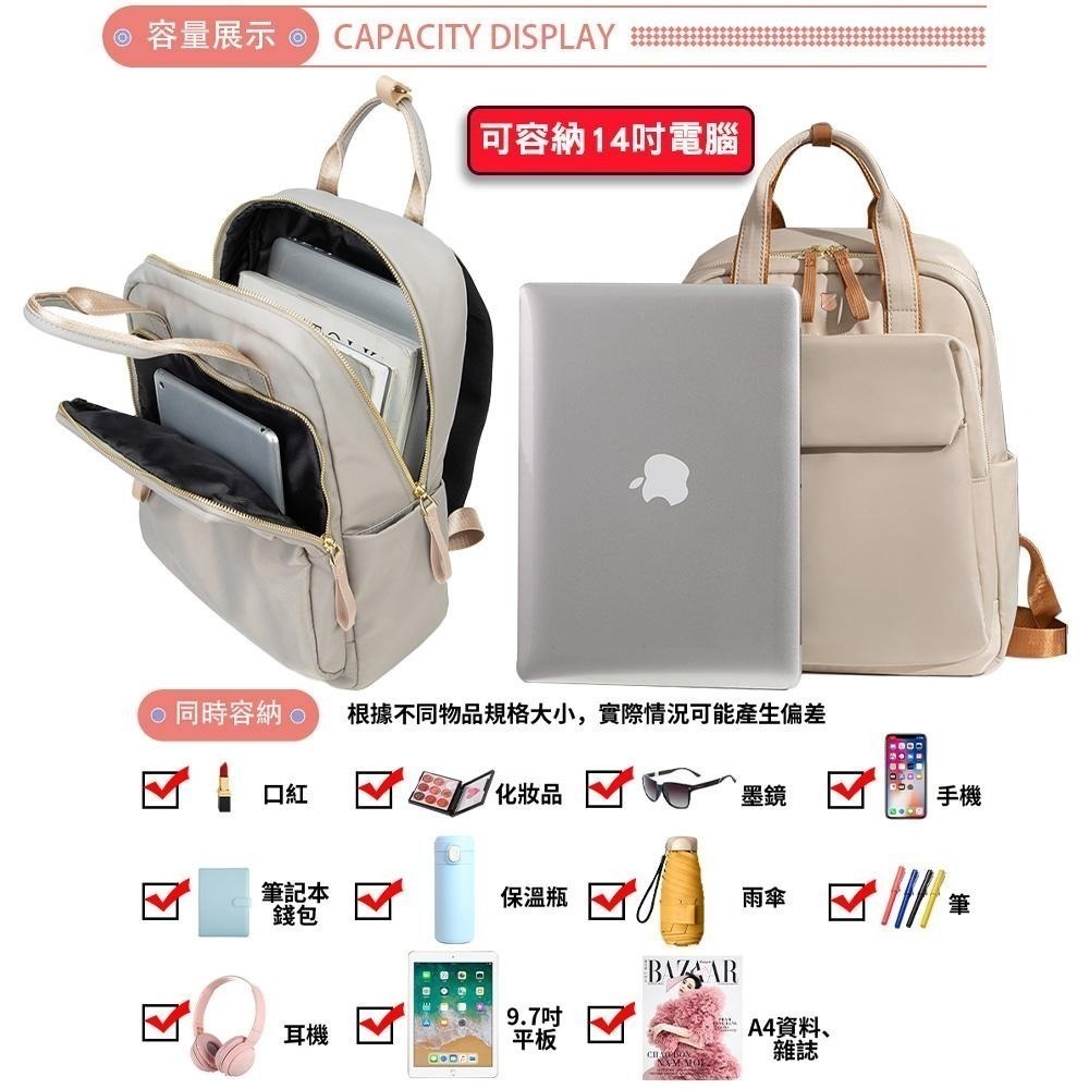 SPRING-尼龍手提後背包韓版時尚商務通勤後背包大容量後背包旅行後背包-多色-細節圖8