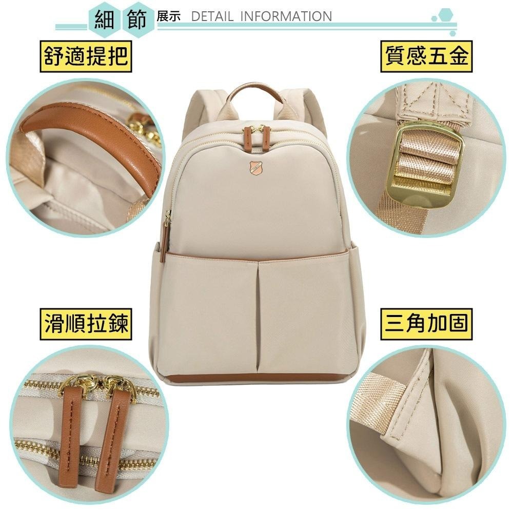 SPRING-日系簡約尼龍後背包大學生書包輕便休閒旅行後背包多功能後背包-多色-細節圖3