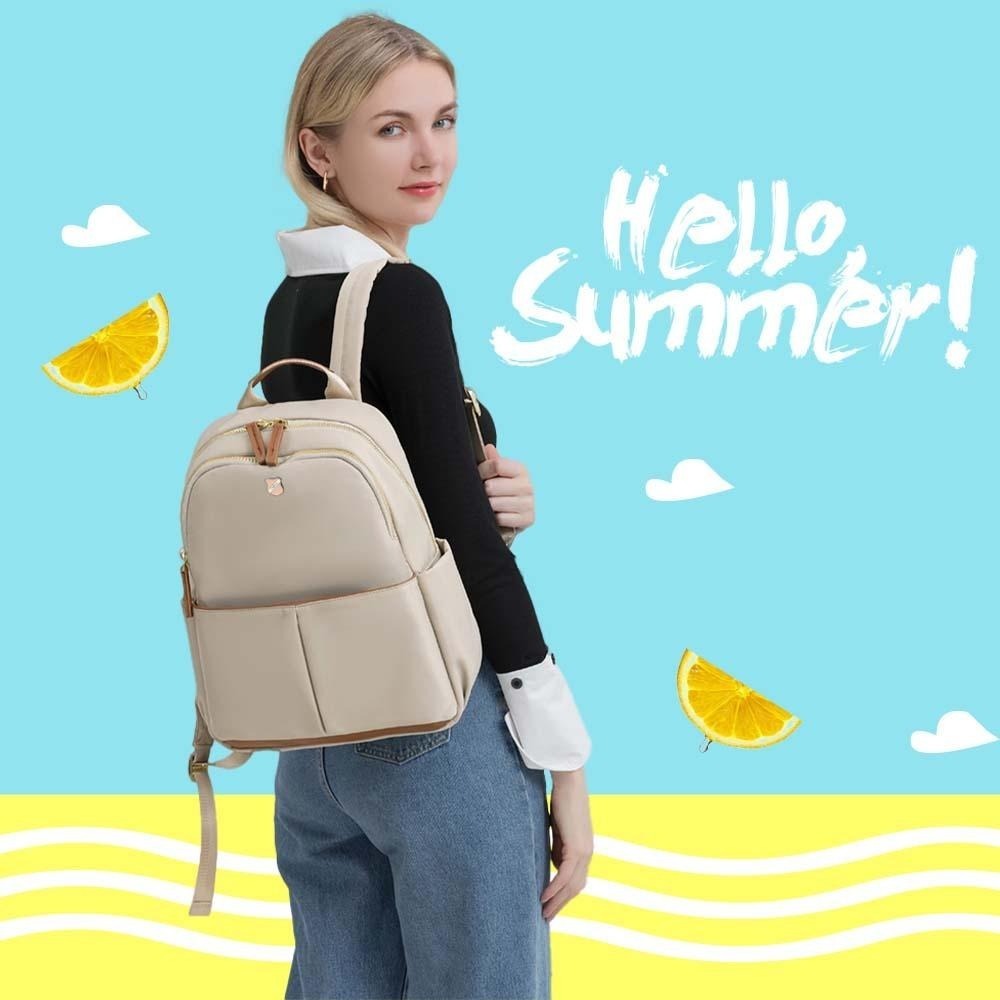 SPRING-日系簡約尼龍後背包大學生書包輕便休閒旅行後背包多功能後背包-多色-細節圖8