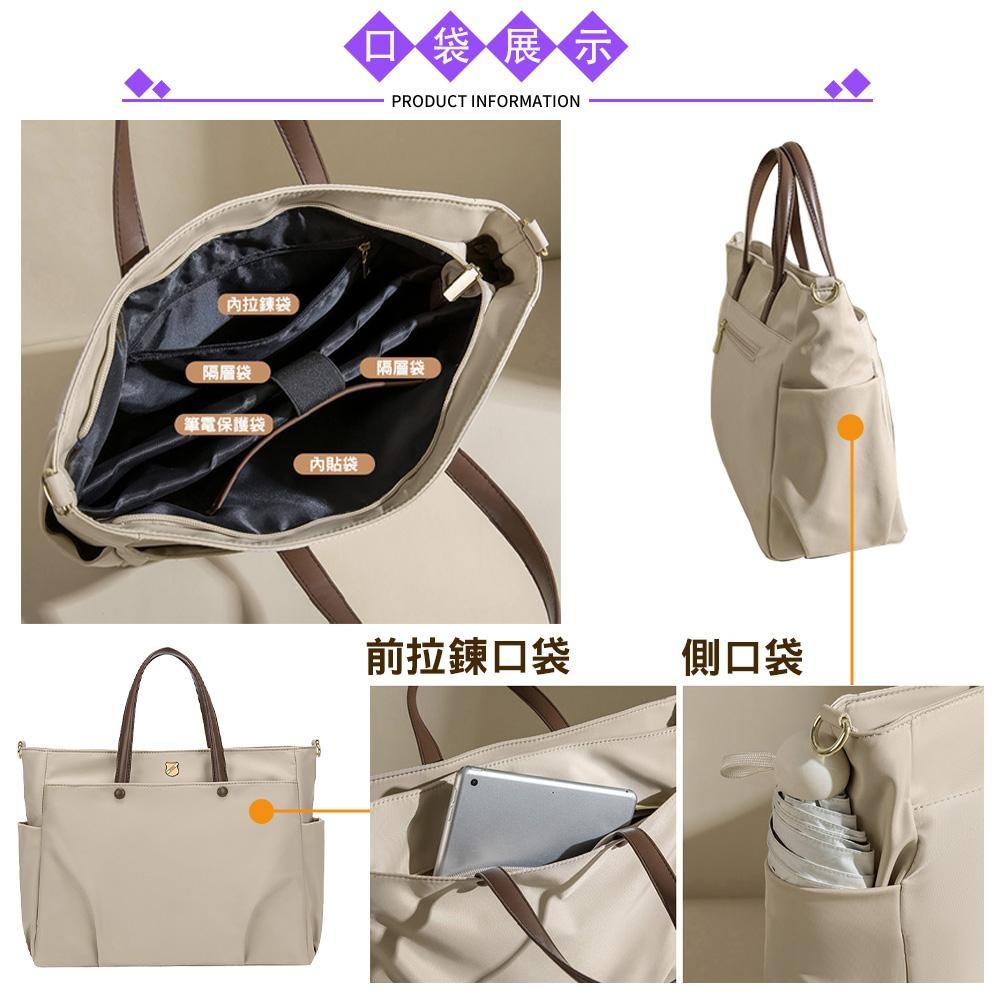 SPRING-尼龍肩背包大方包商務通勤手提包大容量電腦包輕旅行斜背包-多色-細節圖7