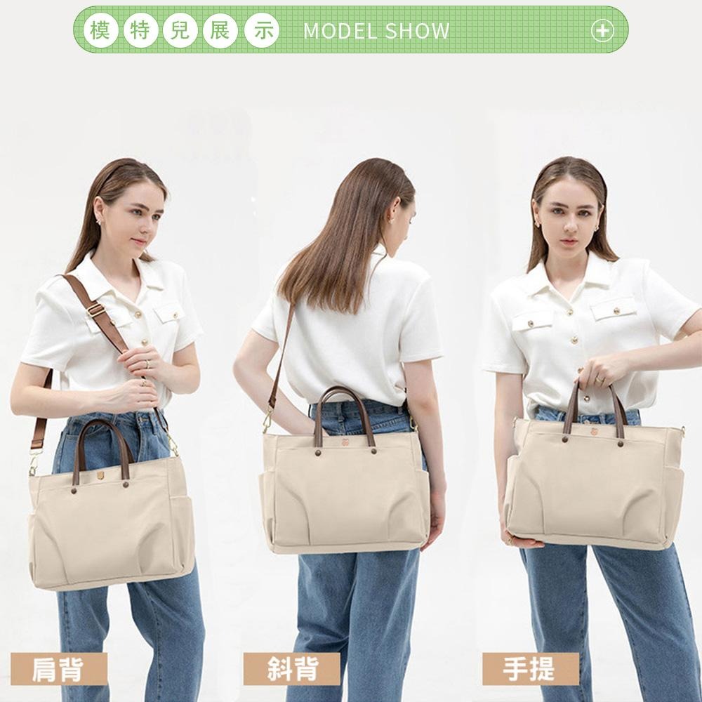 SPRING-尼龍肩背包大方包商務通勤手提包大容量電腦包輕旅行斜背包-多色-細節圖8