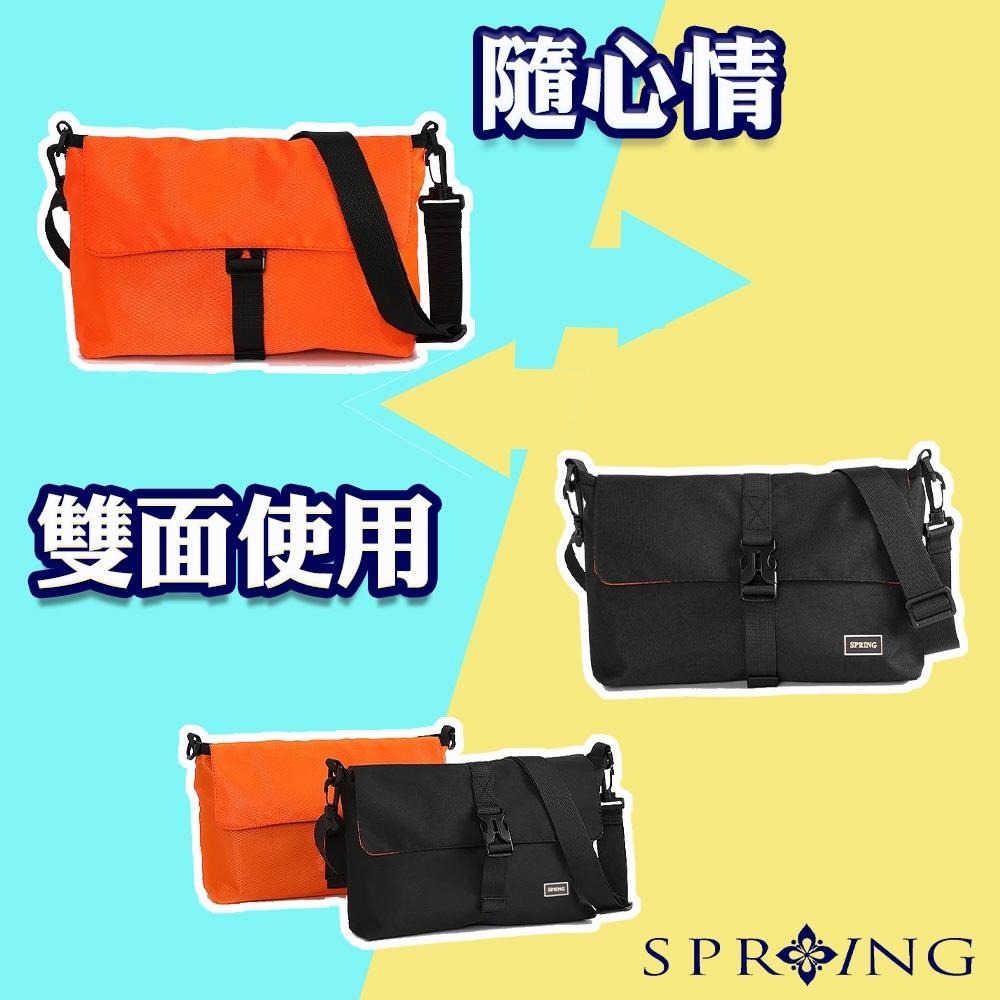 SPRING-牛津布雙面小斜背包中性百搭雙面斜背包簡約斜背包-細節圖3