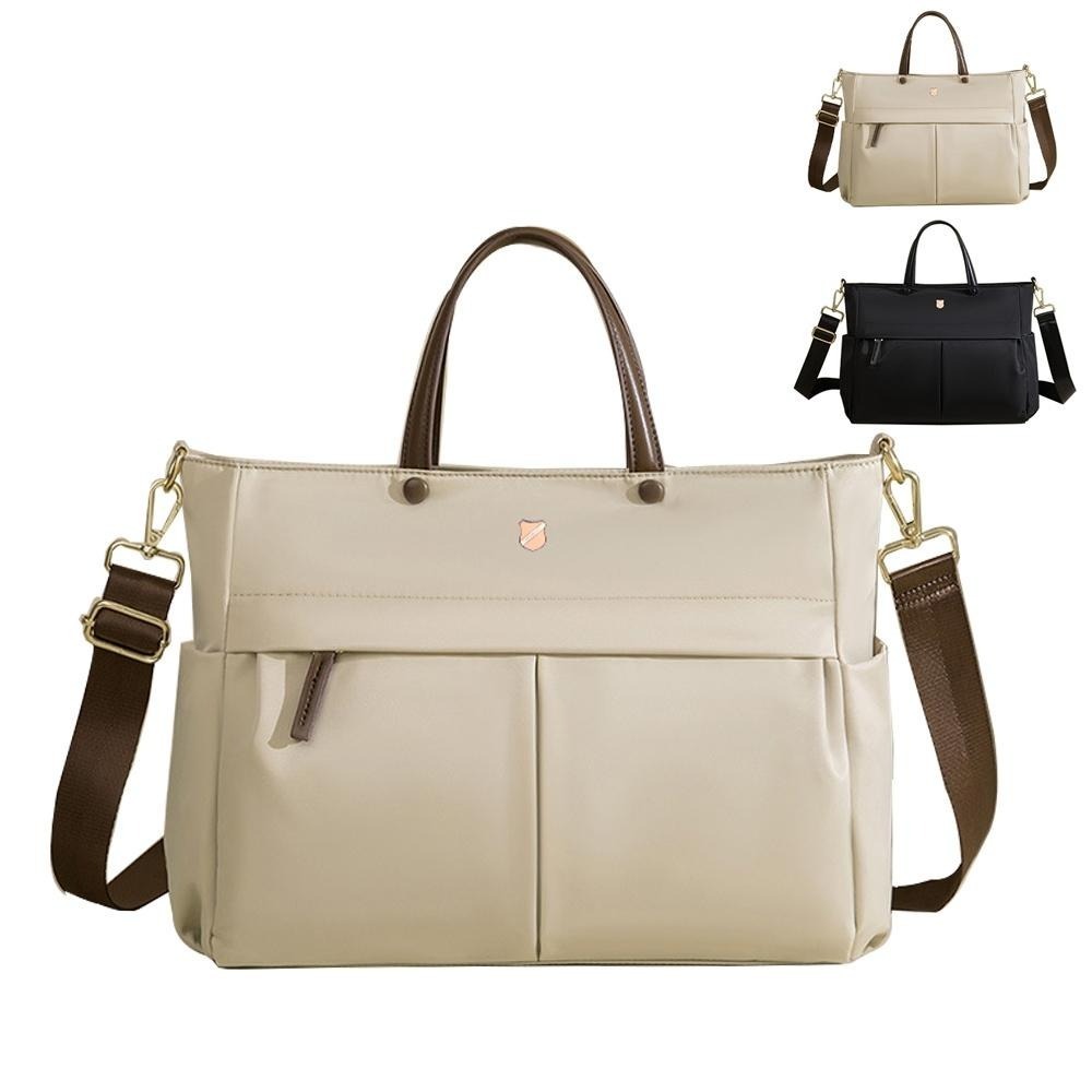 SPRING-尼龍托特肩背包商務通勤手提包大容量防震電腦包輕旅行斜背包-多色-細節圖2