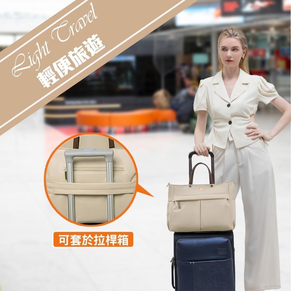 SPRING-尼龍托特肩背包商務通勤手提包大容量防震電腦包輕旅行斜背包-多色-細節圖5