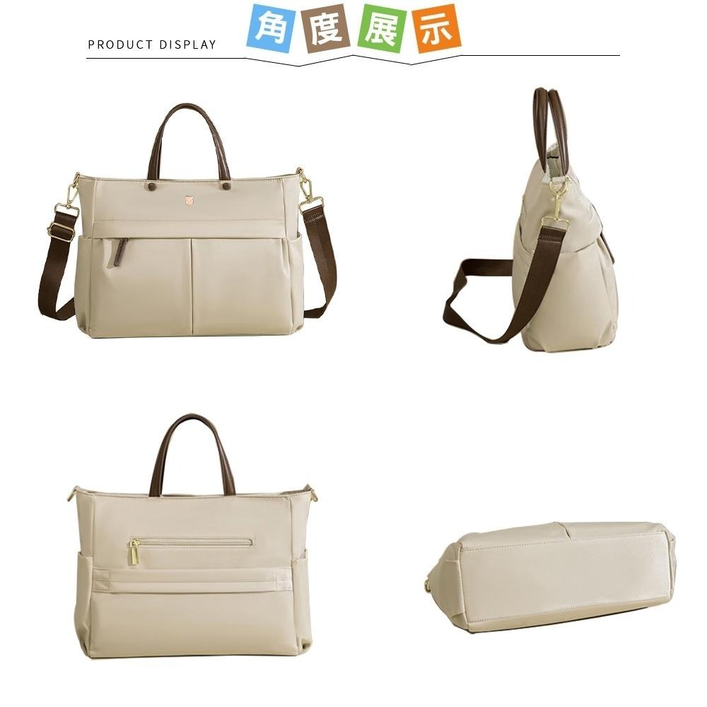 SPRING-尼龍托特肩背包商務通勤手提包大容量防震電腦包輕旅行斜背包-多色-細節圖6