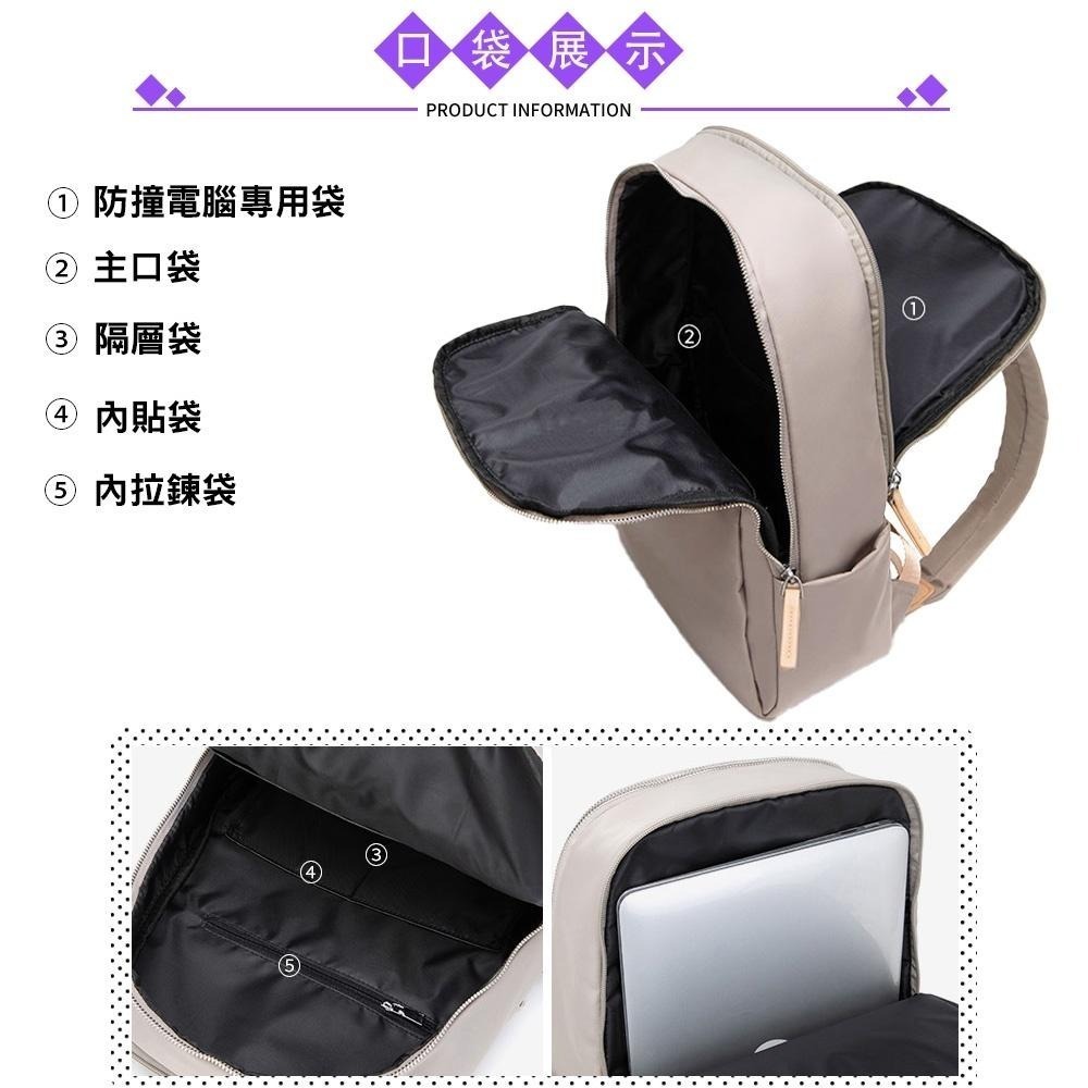 SPRING-尼龍後背包韓版時尚商務通勤後背包旅行後背包大款及中款-多色-細節圖6