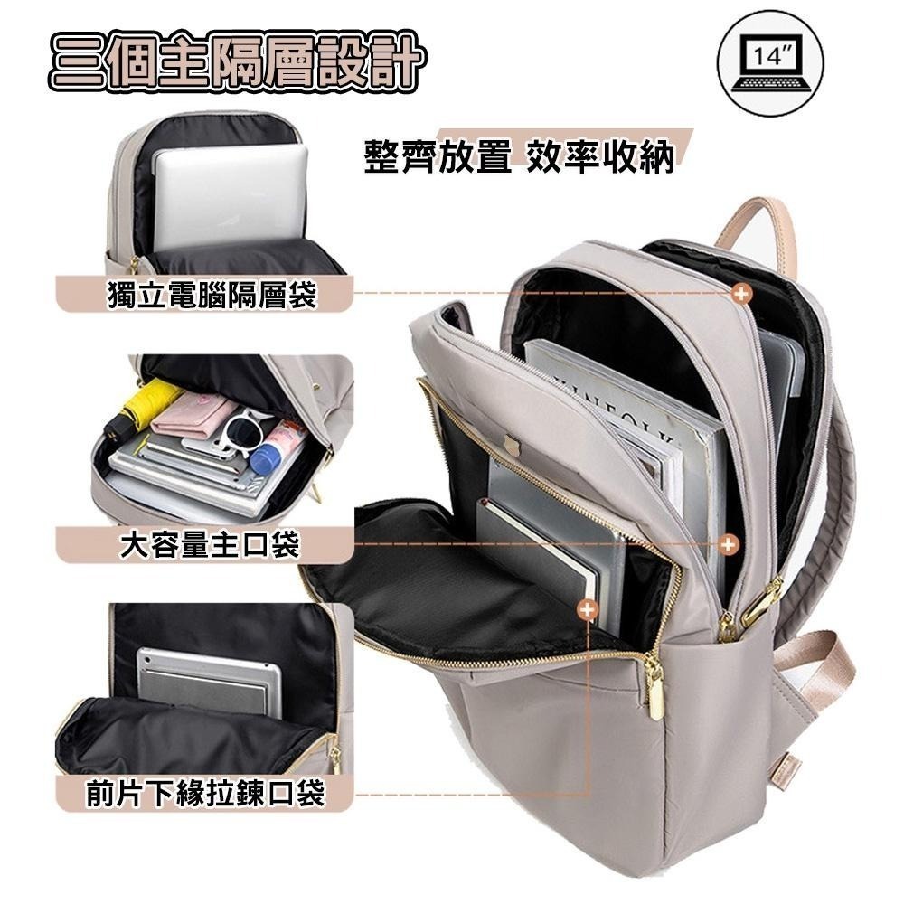 SPRNG-尼龍後背包14吋電腦後背包輕旅行後背包商務通勤後背包-多色-細節圖8