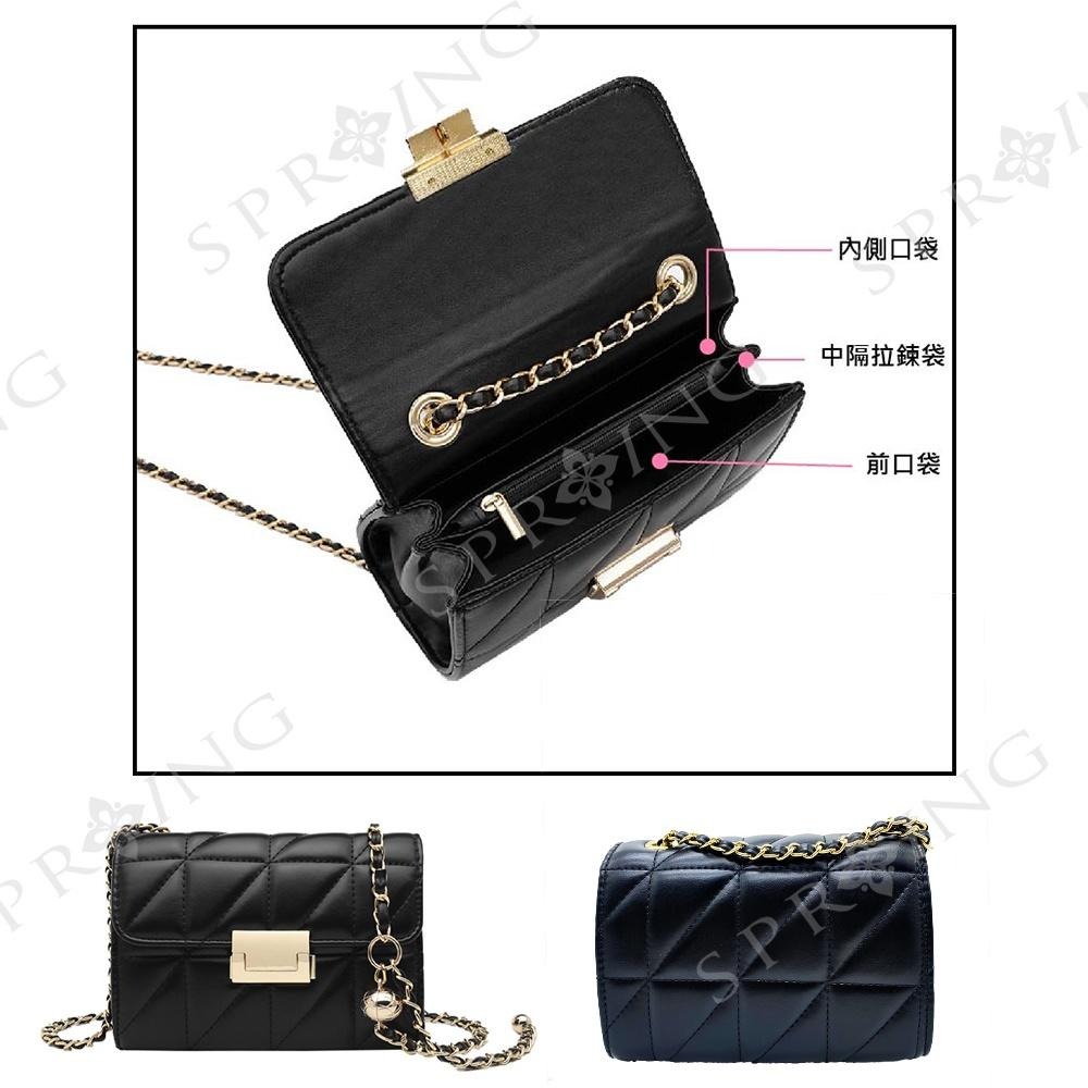 SPRING-菱格小香風鍊條包 刺繡鍊條小斜背包 鐵鍊小方包 -多色-細節圖4